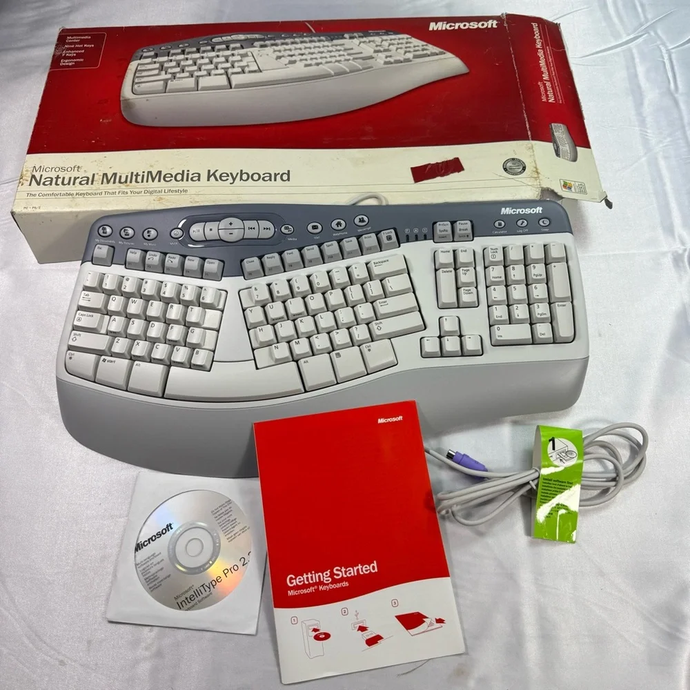 Microsoft Natural Multimedia Keyboard 1.0A RT9470 Ergonomic Design New Works
